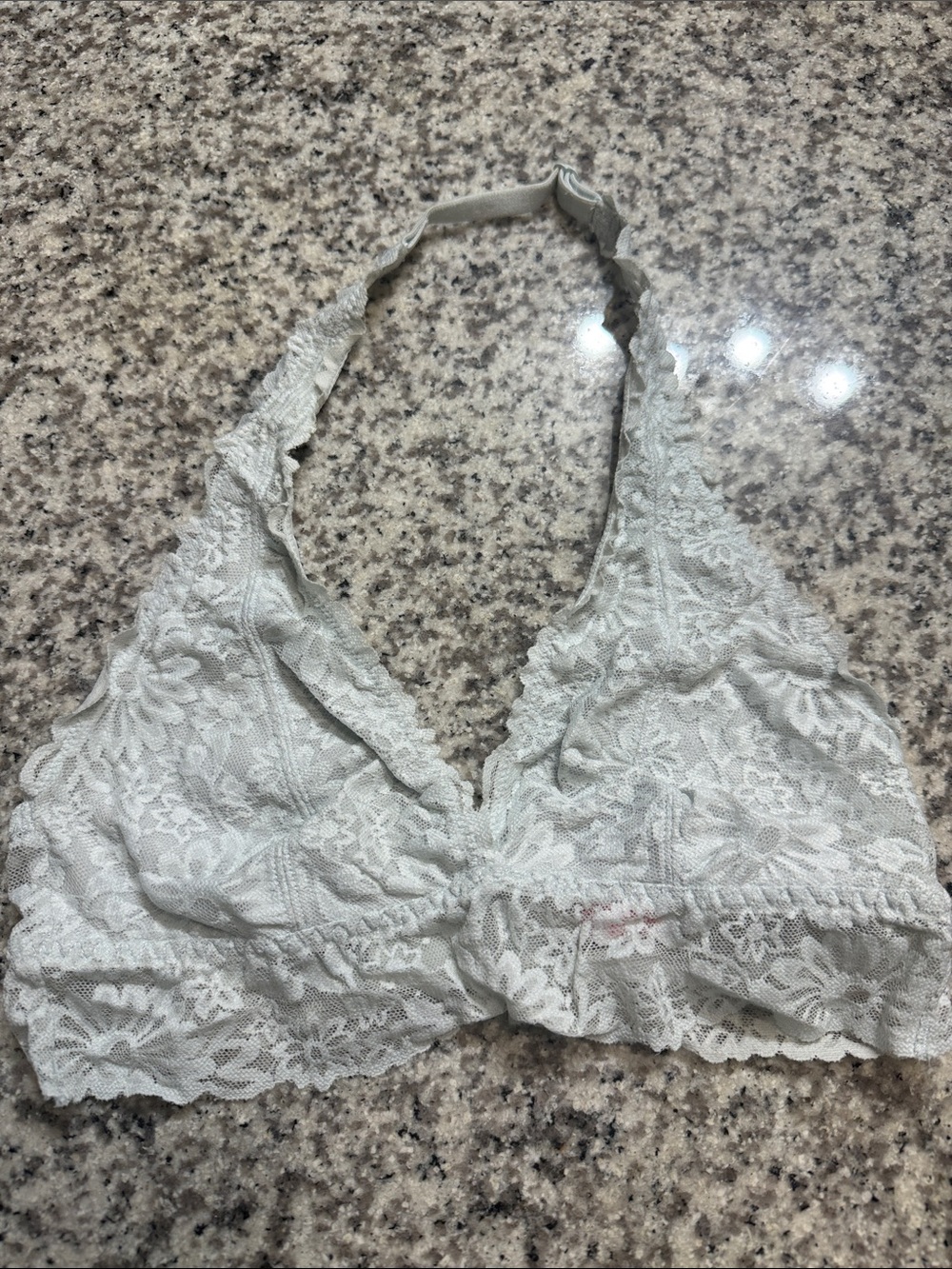 PINK Victoria's Secret Lace Halter Bralette in Pale Gray